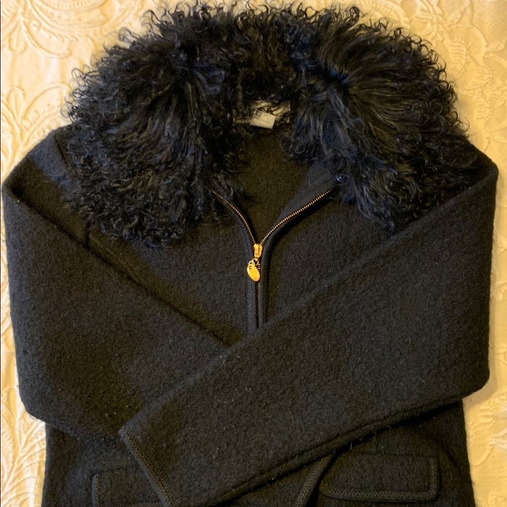 Lisa International Wool coat w/removable collar